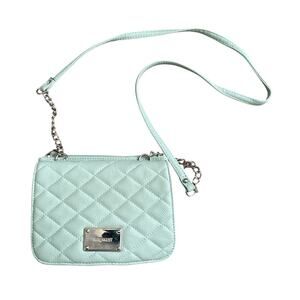 Nine West Mint Green Quilted Crossbody Purse Faux Leather Chain Strap